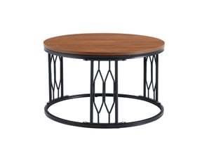 Table basse ronde 70x40,5 cm à plateau mdf imitation bois et structure en métal, noyer