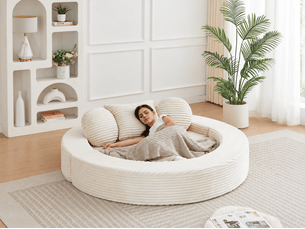 Canapé droit compressé convertible <strong>BIQZUYA</strong> <strong></strong> 1 place Velours côtelé Beige