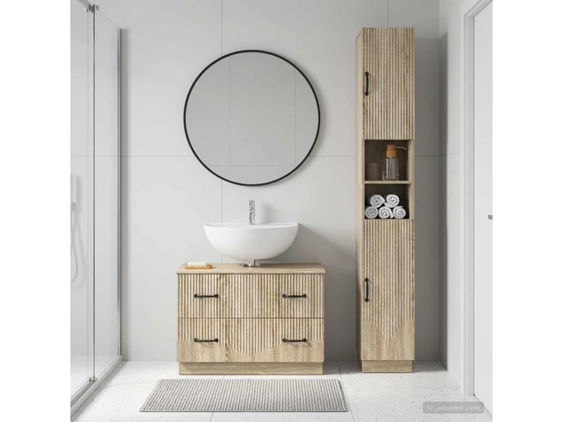  Ensemble de 2 meubles de salle de bain hoorn chêne sonoma cf63186  - Conforama B