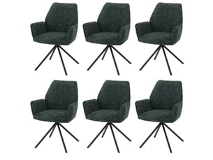 Lot de 6 chaises de salle à manger hwc-g67, pivotantes, à position automatique, en chenille métallisée (410 gm²) - piètement noir, vert foncé
