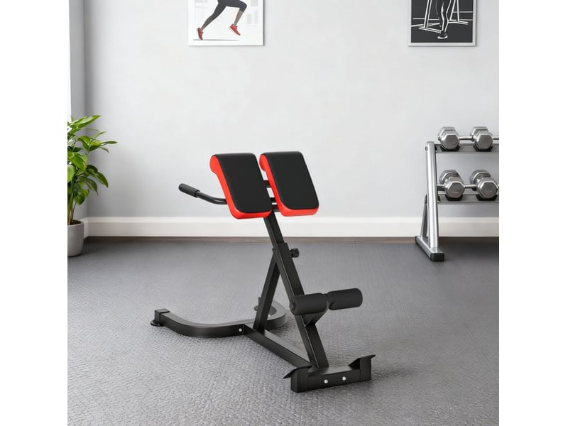  Chaise romaine d'hyperextension 112x62x88 cm réglable métal rouge+noir  - Conforama B