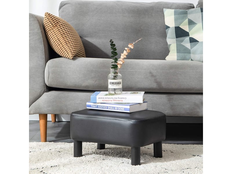 Repose-pieds moderne en cuir pu – pour maison et salon, noir - Conforama E