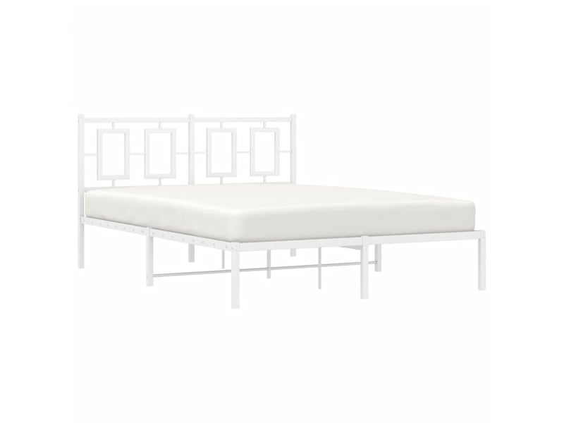 Lit double- lit adulte - cadre de lit métal sans matelas et tête de lit blanc 140x190 cm - Conforama C