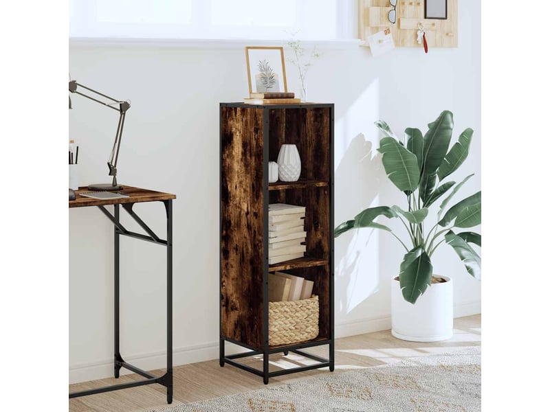  Bibliothèque, étagère de rangement chêne fumé 33,5x33x107,5 cm bois d'ingénierie  - Conforama C