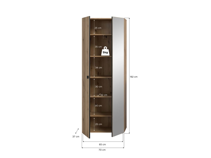  Armoire station (lxhxp : env. 70x192x37 cm) chêne evoke  - Conforama D