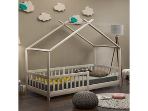 Lit cabane 90x200 cm OKWISH coloris blanc