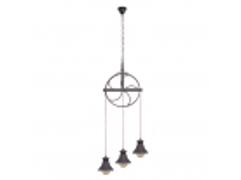  Suspension rustique ABRILA Rueca 3 lumières E27 marron, métal et corde, hauteur réglable 150-200 cm, Ø44 cm, design rouet 124693002 - Conforama B