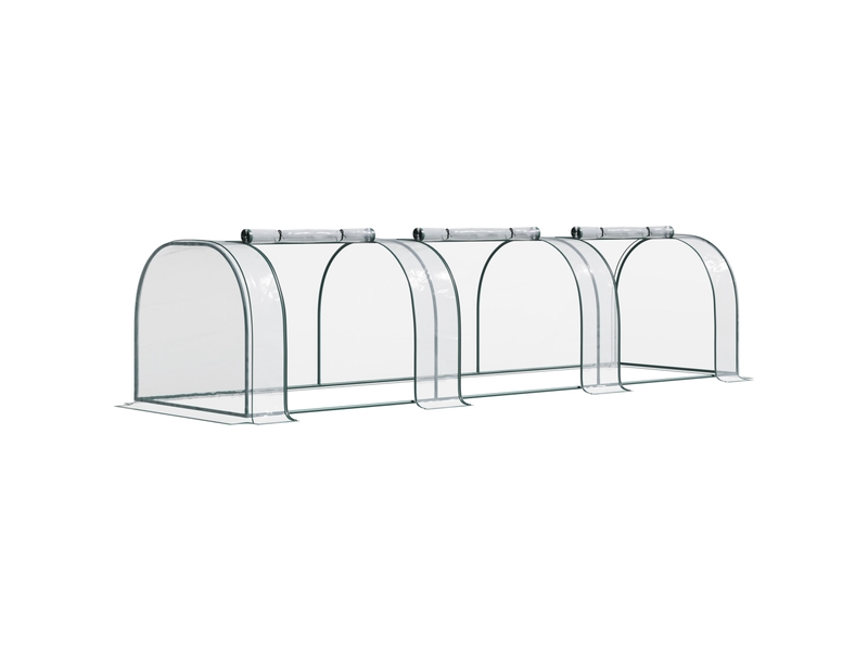  Serre extérieur 350x100x80 cm, 3 portes enroulables, acier, transparente, plantesfleurs.  - Conforama A