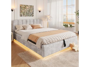 Lit coffre 140x200 cm evarich coloris gris