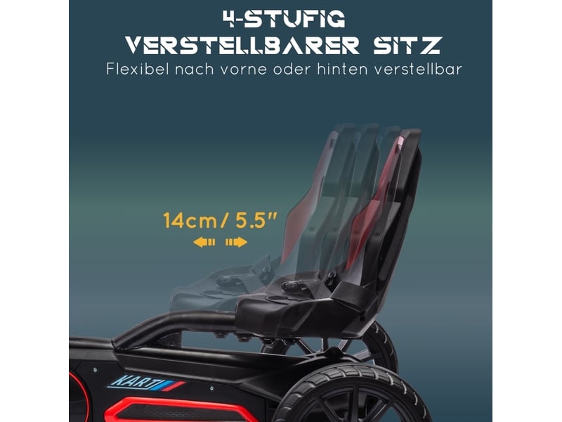  Kart à pédales 100x58x58,5 cm siège réglable plastique rouge  - Conforama C
