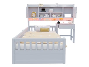 Lit combiné 90x200 cm   evarich coloris gris