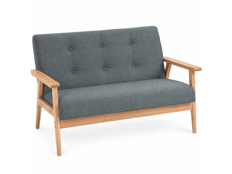 Canapé 2 places, canapé de salon, en lin, gris, 115 x 66,5 x 73 cm, mobilier pour espace de vie, pour salon - Conforama B