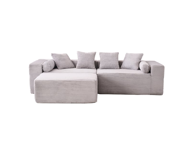  Canapé modulable, canapé de salon, en tissu chenille, gris, pour salon, mobilier pour espace de vie, chambre  - Conforama D