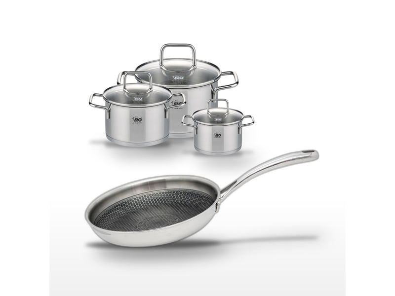 Lot poêle 24cm & 3 faitouts elo relief evolution 9550650BX88 - Conforama A