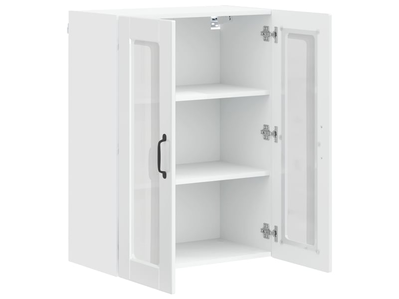 Meuble mural de cuisine, cabinet en verre mural blanc brillant 60x31x80cm shl7404 - Conforama E