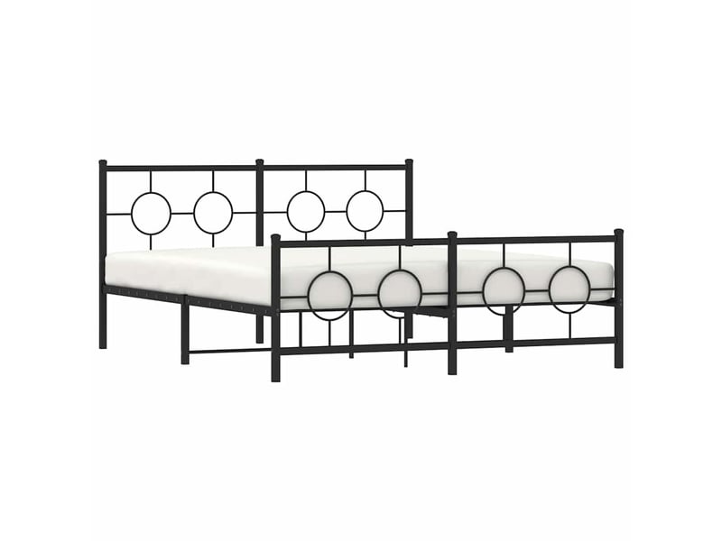 Lit double- lit adulte - cadre de lit métal sans matelas avec pied de lit noir 150x200cm - Conforama C