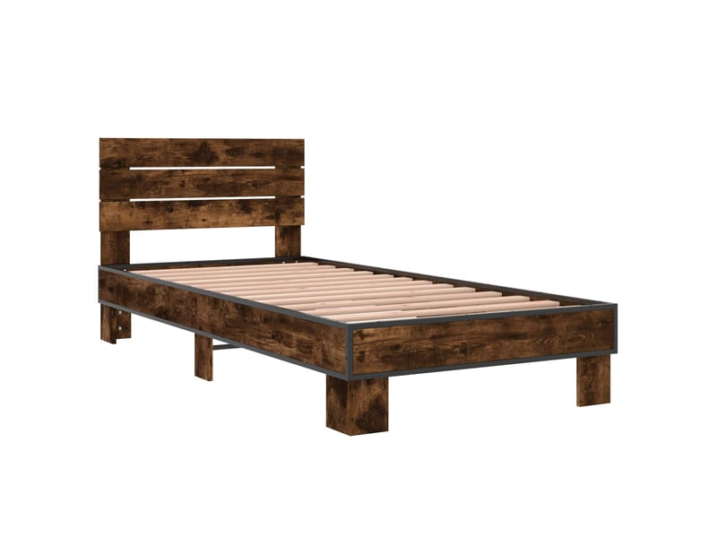  Lit simple- lit adulte -  cadre de lit avec tête de lit chêne fumé 80 x 200 cm  - Conforama B