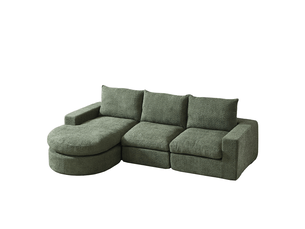 Canapé d'angle gauche fixe <strong></strong> <strong></strong> 3 places Tissu vert