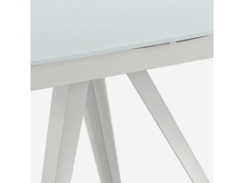  Table de salle à manger extensible en verre et métal 120180x90 float - blanc  - Conforama C