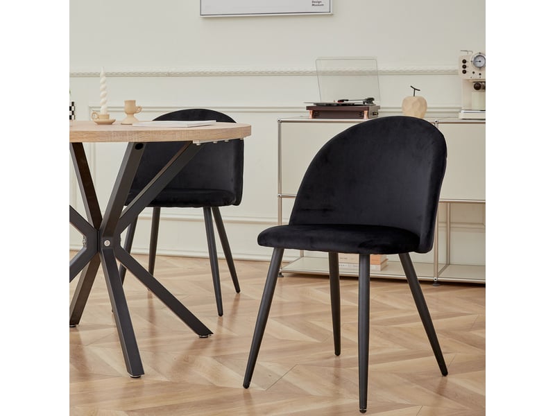  Lot de 4 chaise de salle à manger en velours chaise de salon coussins doux en velours assise(noir) Grand-house - Conforama C