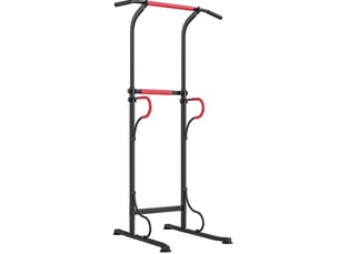 Tour de musculation réglable 98 x 84 x 171-219 cm – noir et rouge – tractions, dips et levées de jambes