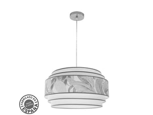 Suspension fabrilamp camerun chromé blanc gris 3 x e27 ø 50 cm