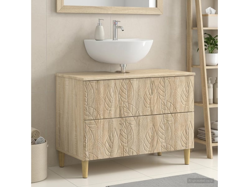 Meuble sous lavabo de salle de bain delft chêne sonoma cf64859 - Conforama B