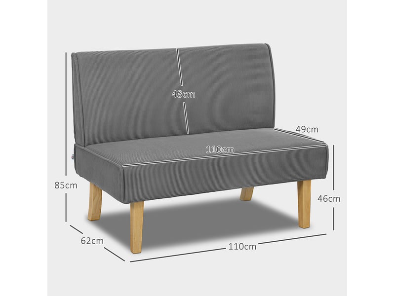  Canapé 2 places 110x62x85 cm sans accoudoirs polyester gris  - Conforama E