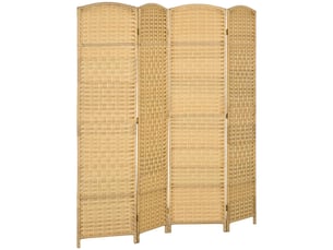 Paravent intérieur en bois 4 panneaux séparateur de pièce pliable pour salon chambre bois naturel 180 x 180 cm