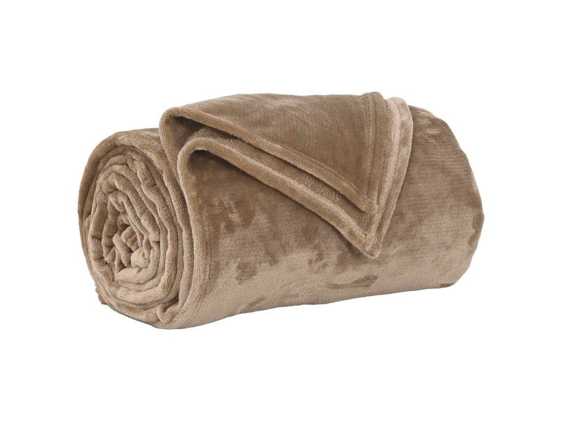  Plaid canapé camel 220x240 cm 1.37 kg polaire  - Conforama A