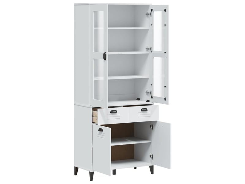  Buffet salon, buffet de rangement viken blanc 80x40x190 cm bois massif de pin  - Conforama E