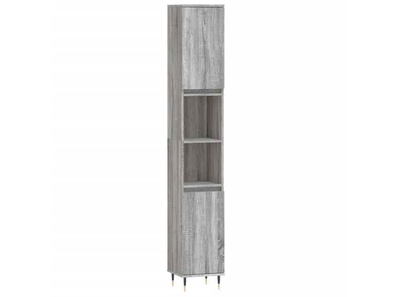 Amoire de salle de bain sonoma gris 30x30x190cm bois d'ingénierie shl4254 - Conforama A