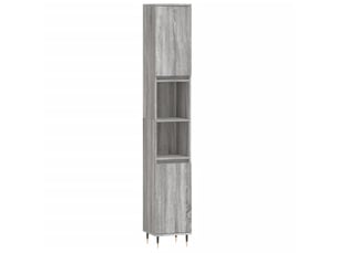 Amoire de salle de bain sonoma gris 30x30x190cm bois d'ingénierie shl4254