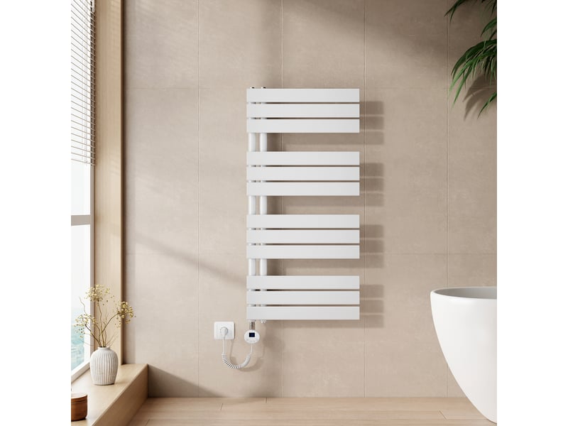  Emke radiateur sèche-serviettes électrique 1041x500 mm, blanc 600w, wifi, modes intelligents, détection fenêtre  - Conforama B