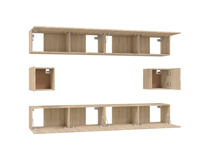  Ensemble de meubles tv - banc tv - meuble de rangement 6 pcs chêne sonoma bois d'ingénierie  - Conforama E