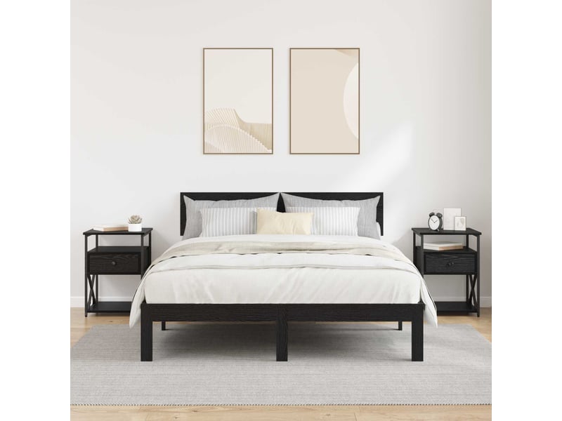  Vidaxl table de chevet 2 pcs noir métal meuble rangement moderne 40x42x55cm chambre salon  - Conforama D