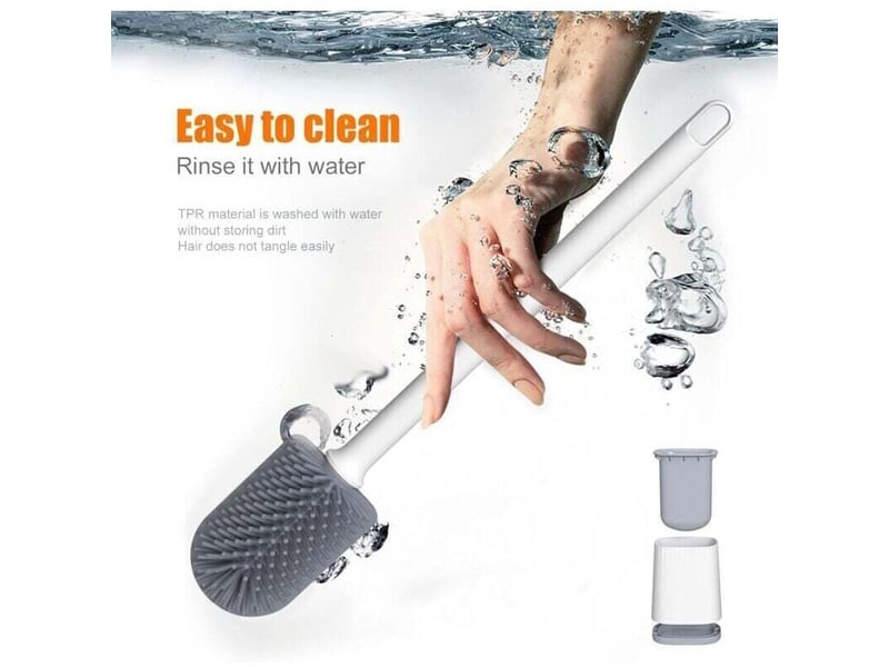  Enowelir brosse de toilette en silicone plat avec support antibactérien et séchage rapide  - Conforama D