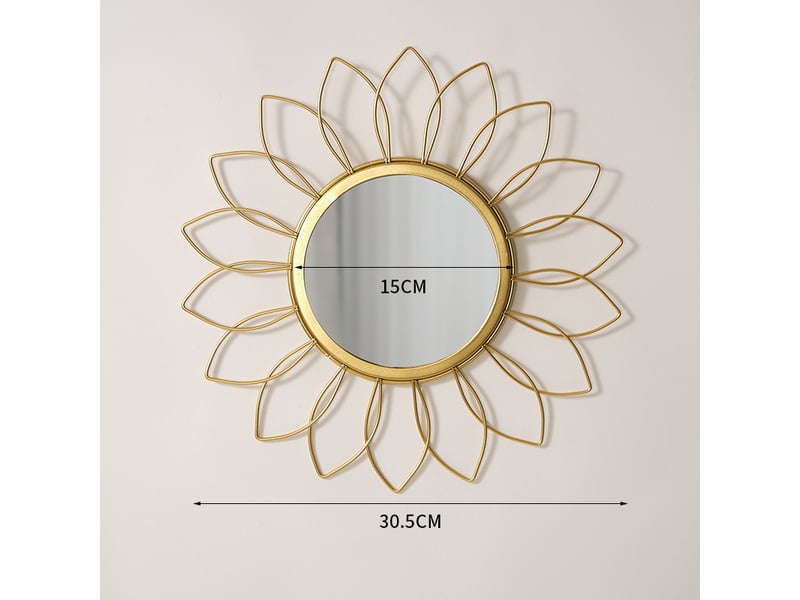  Miroir mural tournesol en fer forgé – miroir mural de style européen – idéal pour la décoration murale du salon et du bureau – 30.5 cm  - Conforama B
