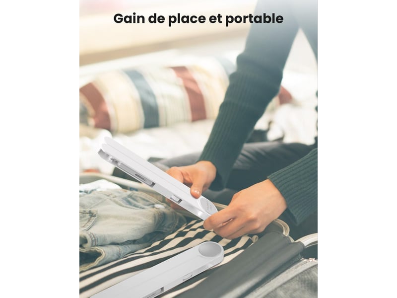  Lot de 4 cintres pliables de voyage – cintres portables avec pinces cachées rotatives 360°, idéals pour chemises vestes chaussettes serviettes, blanc  - Conforama D