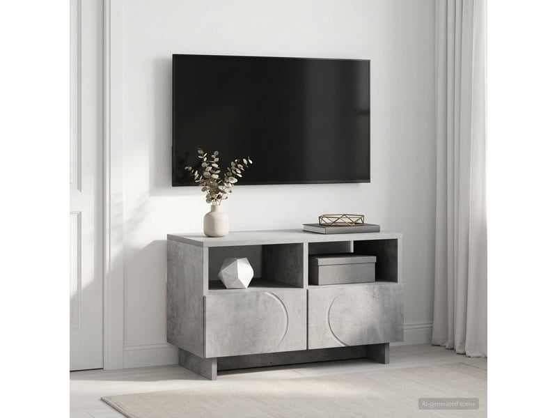  Meuble tv moderne, banc tv 60x34.5x40 cm gris béton bois d'ingénierie shl22551  - Conforama B