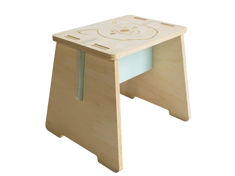 Chaise pour enfant en bois naturel motif ourson 50188 - Conforama A