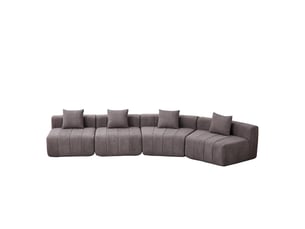 Canapé 4 places - 388x83.8x73.6 cm - canapé d'angle modulaire incurvé chenille avec coussins sans montage - gris