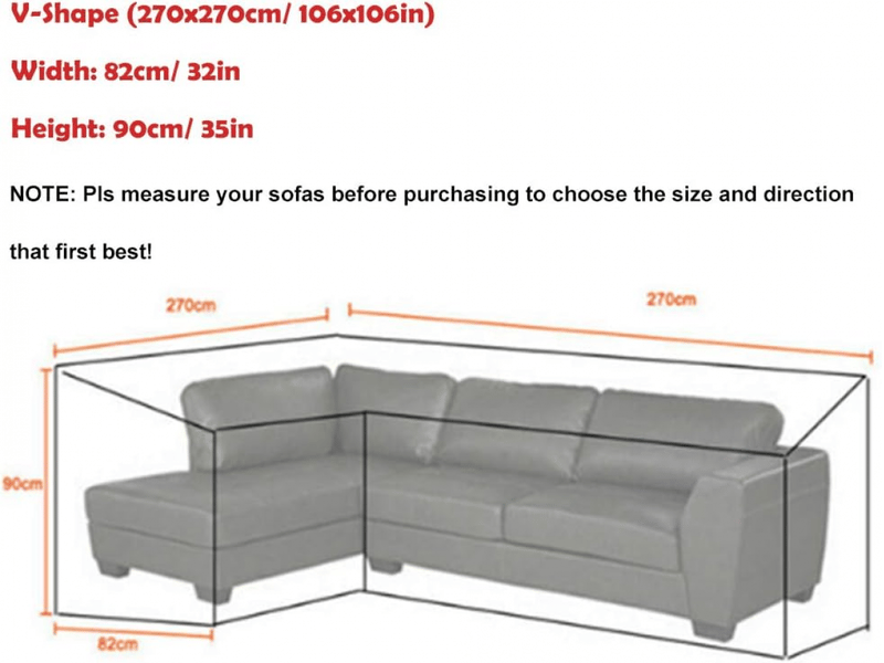  Housse de chaise - 270 x 270 cm *90cm housse de meuble d'angle jardin imperméable, housse de canape jardin en forme de l, couverture en 210d oxford tissu  - Conforama C