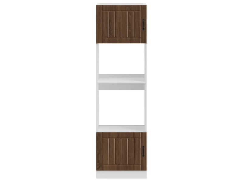  Lot de 2 armoires à four classiques chêne brun 60 x 57 x 207 cm avec pieds réglables style contemporain en bois d'ingénierie 02_0055713  - Conforama B