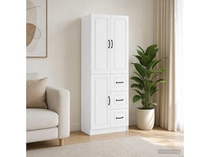 Buffet - ensemble de meubles 2 pc blanc brillant bois d'ingénierie