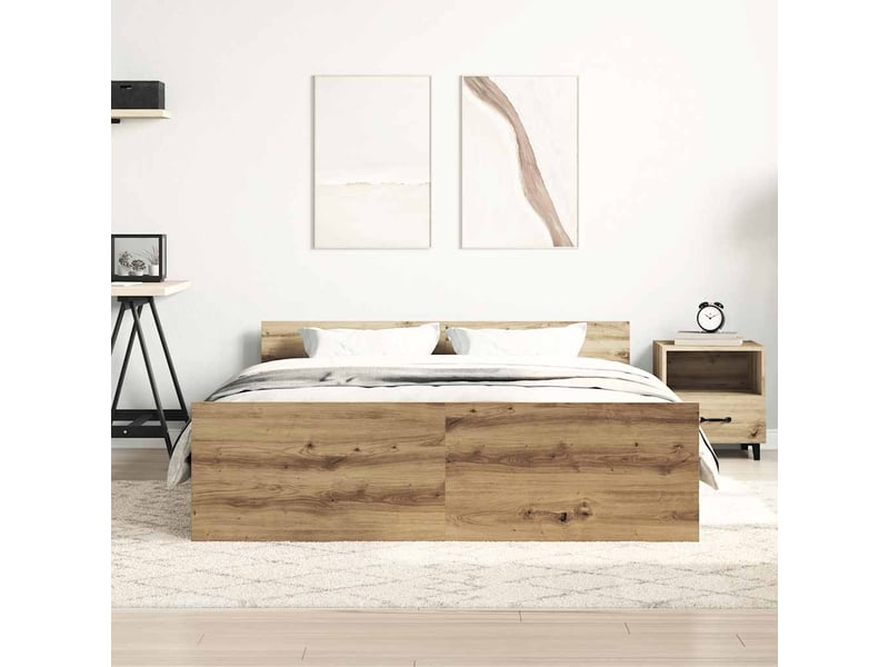  Lit double- lit adulte -  cadre de lit sans matelas chêne artisanal 150x200 cm  - Conforama B
