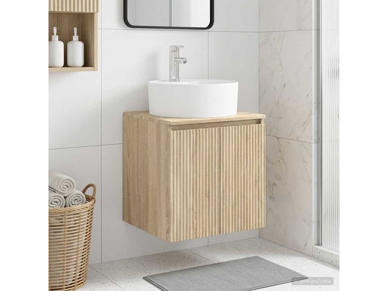 Vanité de lavabo mural, meuble de rangement chêne sonoma 49.5x44.5x65 cm shl7299 - Conforama B