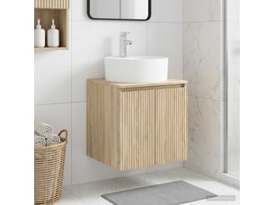 Vanité de lavabo mural, meuble de rangement chêne sonoma 49.5x44.5x65 cm shl7299
