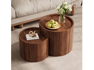 Table basse rond(e) coloris bois foncé <strong>WISHDOR</strong> <strong></strong> - 47.5 cmx77.5 cm