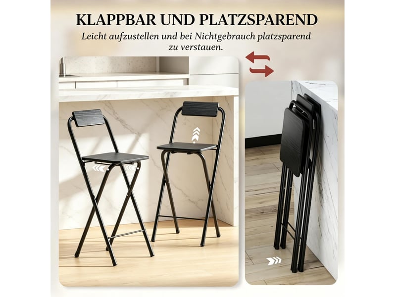  Lot de 2 tabourets de bar pliants 37 x 45 x 87 cm – noir – dossier et repose-pieds en acier  - Conforama E